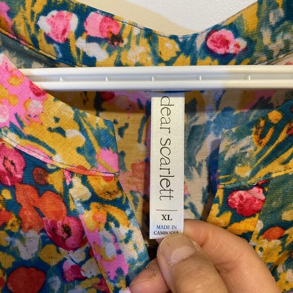 Dear Scarlett Short Sleeve Flowy Blouse, Size XL - Picture 3 of 4